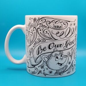 Disney Parks Beauty and the Beast Be Our Guest mug 18 oz chalkboard style white